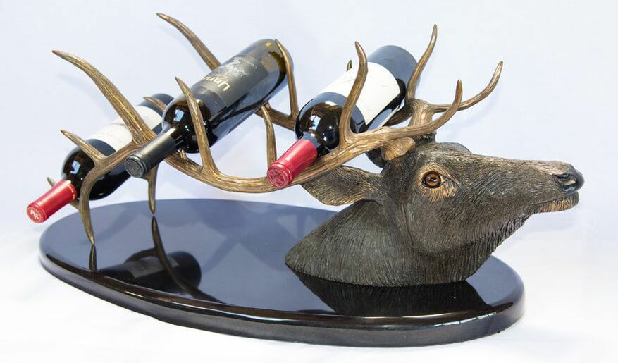 Mark Nordquist Studio bronze sculpture art and custom luxury elk animal wine racks