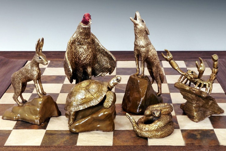 Mark Nordquist Studio bronze sculpture art and custom luxury chess sets Desert