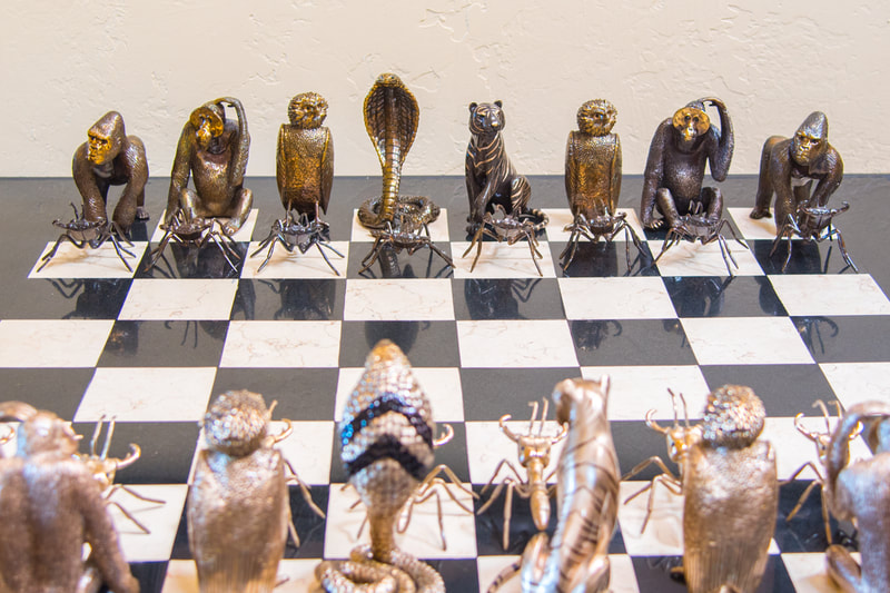 Mark Nordquist Studio bronze sculpture art and custom luxury chess sets Jungle