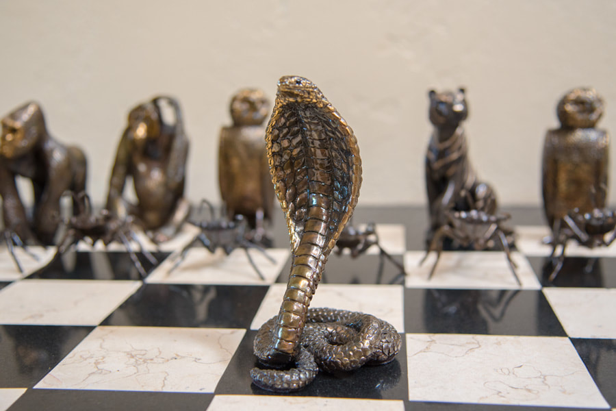 Mark Nordquist Studio bronze sculpture art and custom luxury chess sets Jungle