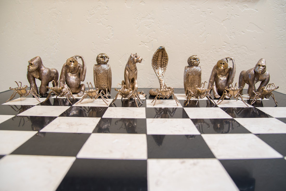 Mark Nordquist Studio bronze sculpture art and custom luxury chess sets Jungle