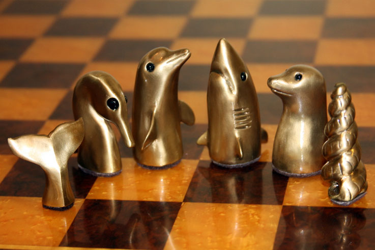 Mark Nordquist Studio bronze sculpture art and custom luxury chess sets Le Mer Sea life