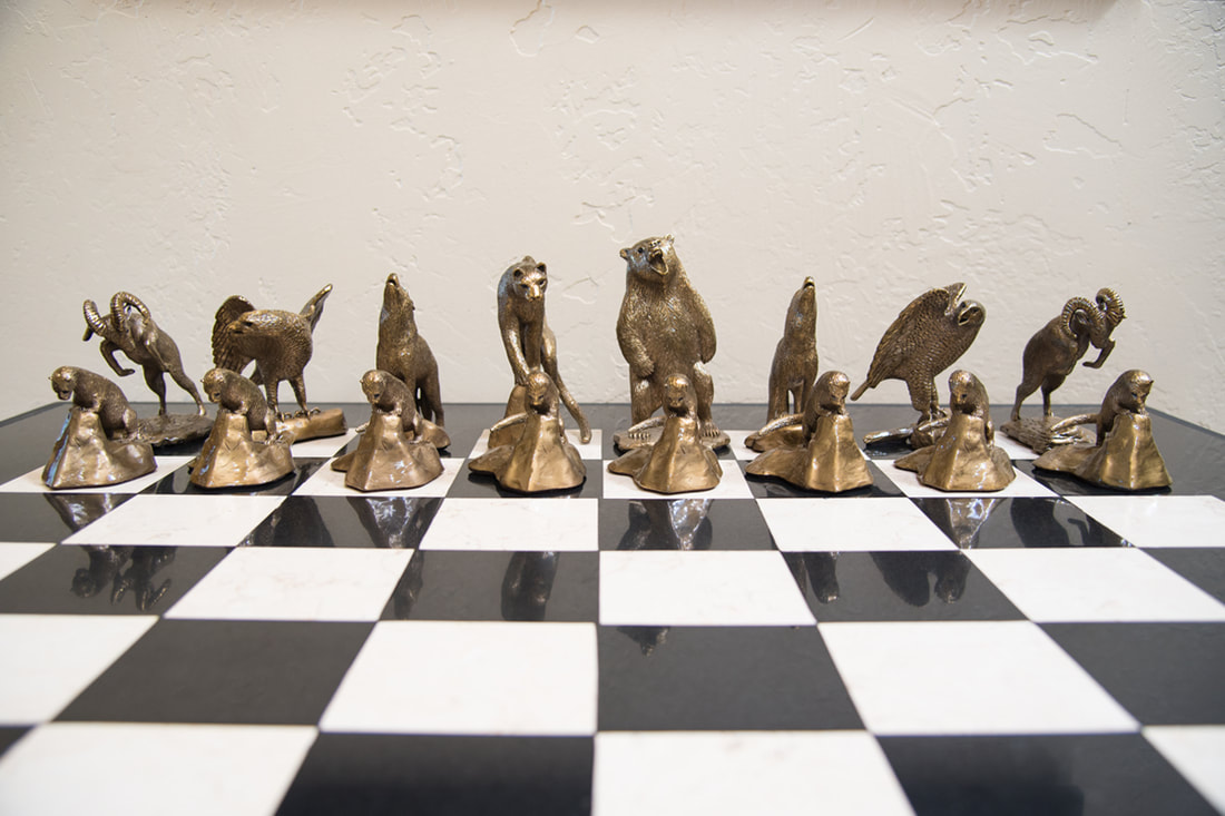 Mark Nordquist Studio bronze sculpture art and custom luxury chess sets Rocky Mountain