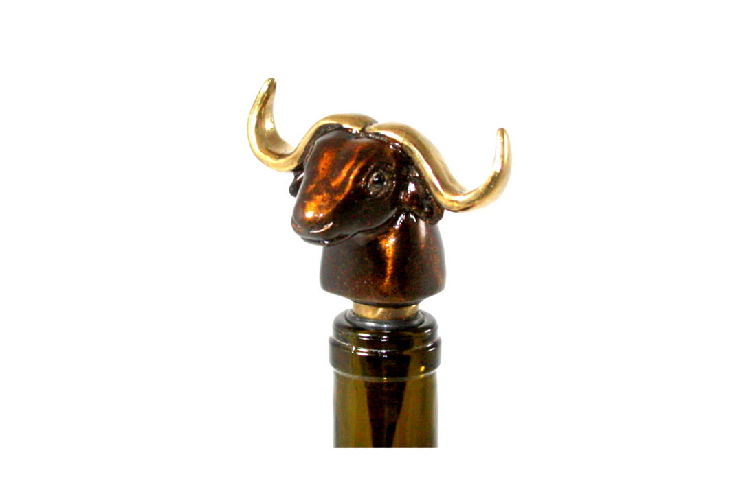 Mark Nordquist Studio bronze sculpture art and custom luxury wine bottle stopper cape buffalo