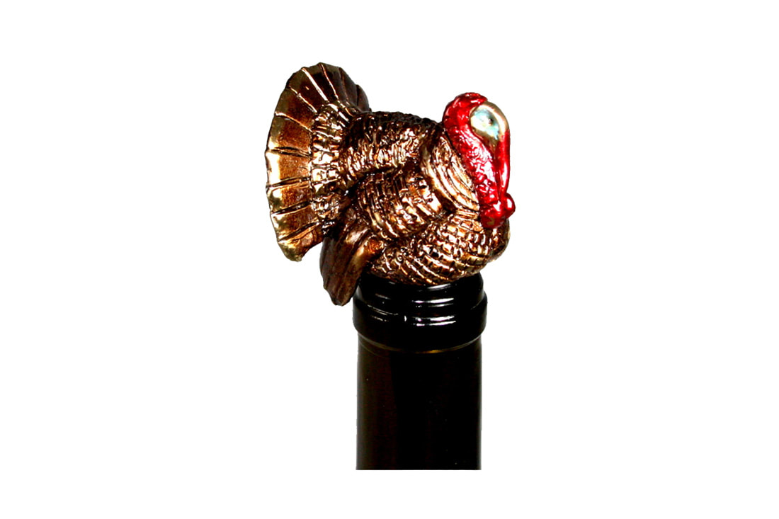 Mark Nordquist Studio bronze sculpture art and custom luxury wine bottle stopper turkey lodge decor