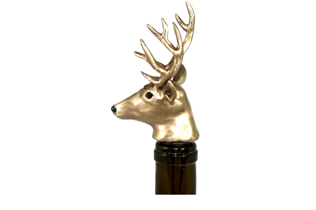 Mark Nordquist Studio bronze sculpture art and custom luxury wine bottle stopper deer lodge decor