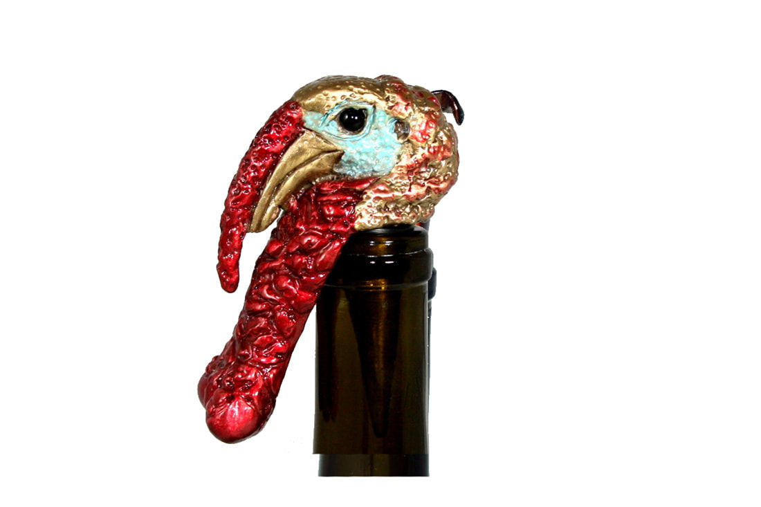 Mark Nordquist Studio bronze sculpture art and custom luxury wine bottle stopper turkey lodge decor
